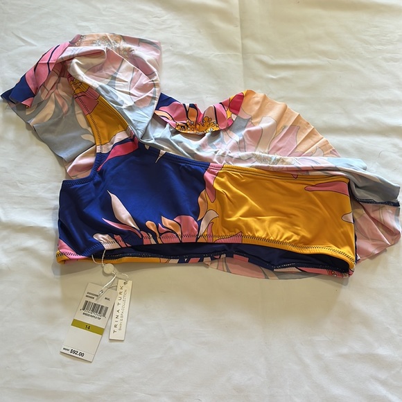 Trina Turk Breeze One Shoulder Ruffle Top Size 14 - Picture 8 of 9
